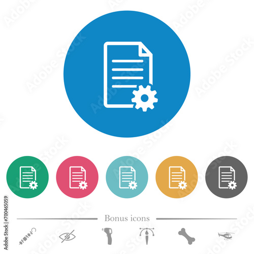 Document setup flat round icons