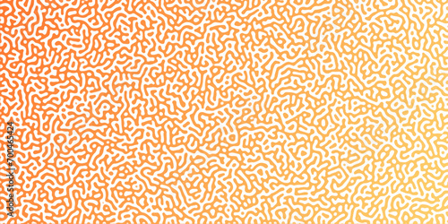 Abstract Reaction-diffusion or Turing pattern natural texture in coral orange gradient colour scheme. Linear design with biological shapes.Organic lines in memphis. abstract turing organic wallpaper.