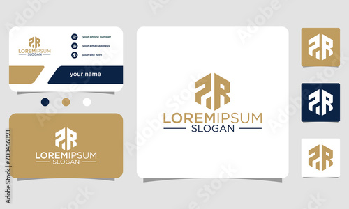 letter pr business card logo design vector
