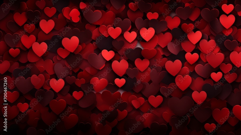 Enchanting valentine's day background: abstract panorama overflowing with red hearts, expressing love and romance