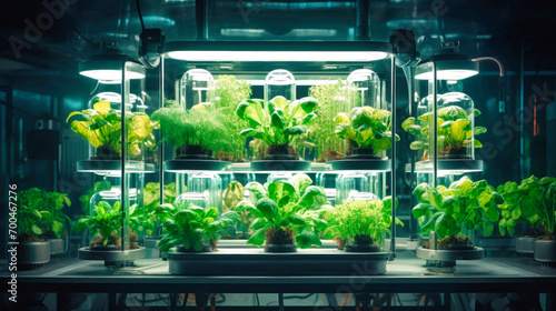 Hydroponics. A modern greenhouse for growing vegetables and fruits in urban environments.