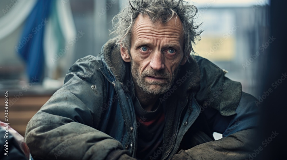 Homeless man asking for help in public Homeless man asking for help in public