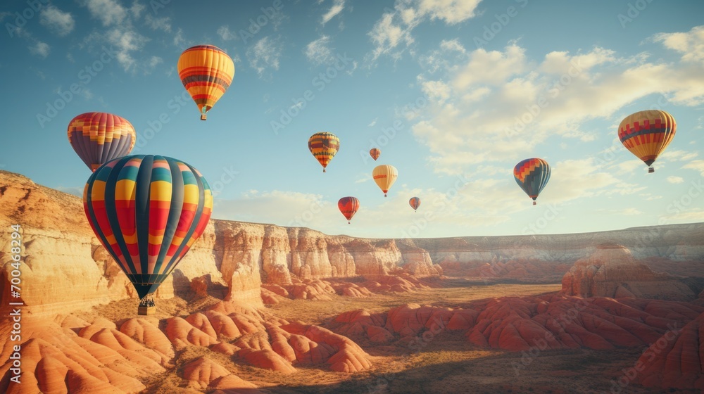Hot air balloons flying over the Canyon 