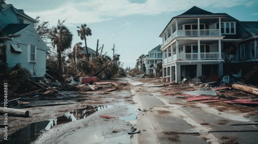 Hurricane destroyed homes - obrazy, fototapety, plakaty 