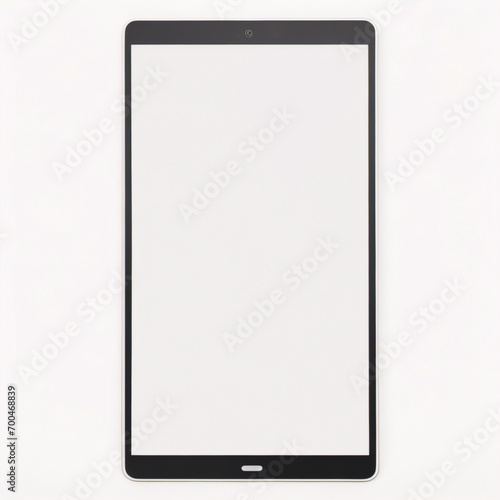 Digitales Tablet-Modell auf weißem Hintergrund mit Kopierraum und Beschneidungspfad auf leerem Bildschirm. Einfaches Ersetzen Ihres Designs. photo