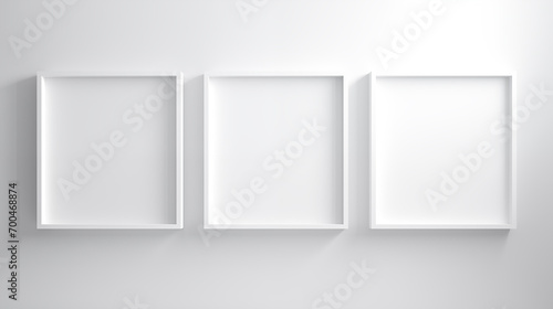 Gallery of Light: Three White Frames mockup on a Soft Gray Background 