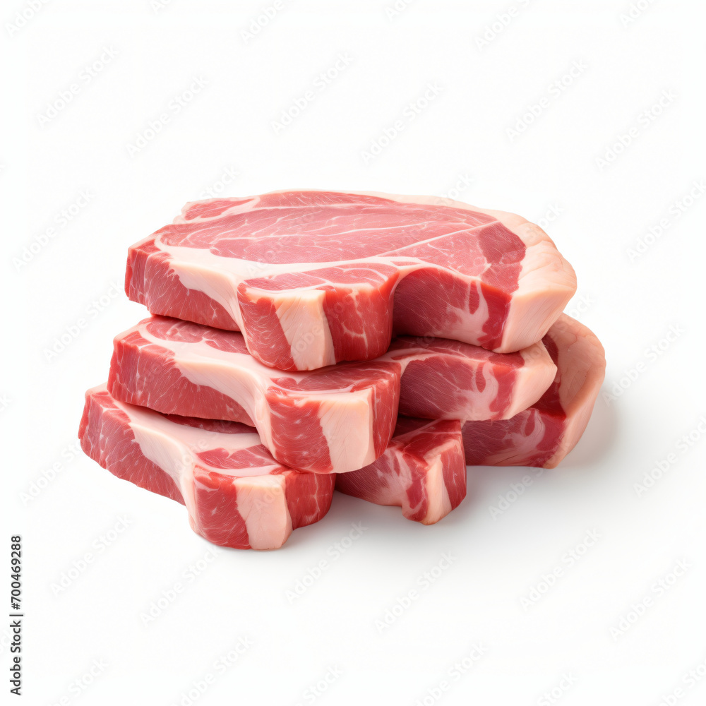 3d render pork slice isolated white background generative AI 3d render pork slice isolated white background generative AI