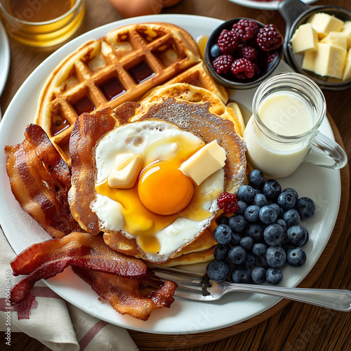 Morning Revival: Nutrient-Rich Green Smoothie Paired with Whole Grain Toast Topped with Avocado and Poached Eggs