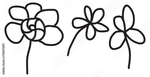 Black line patterns form flower stalks, suitable for coloring for children learning to draw
