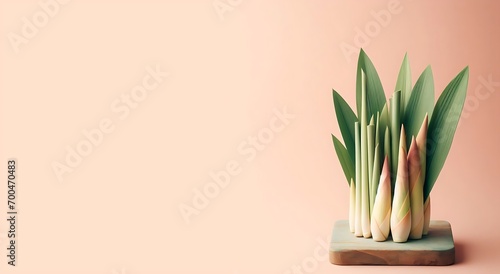 emon grass isolated on light pink background,generative ai photo