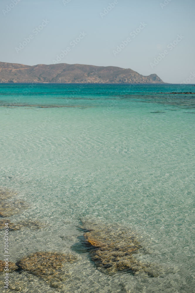 Turquoise waters at Elafonissi beach on the island of Crete