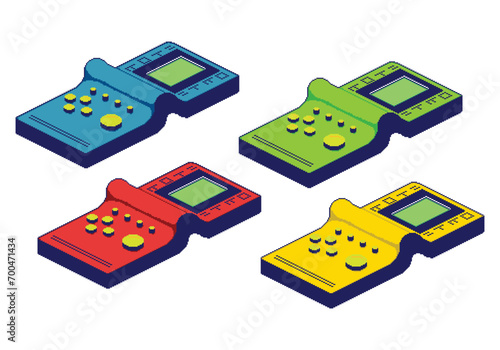 Portable gamebot retro game console 90's Handheld video game console vector illustration