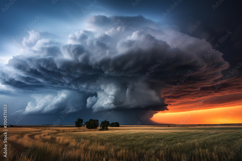 Fototapeta premium storm over the filed. Generative Ai