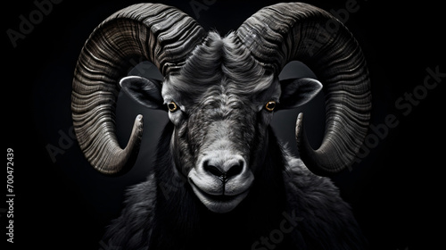 Ram Close up of wild big horned animal