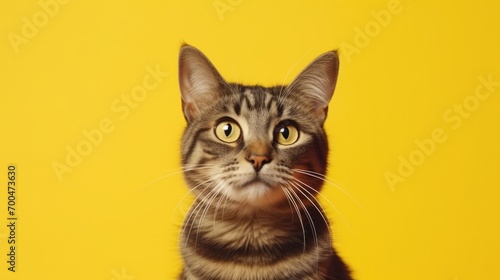 Cat isolated on yellow background © Fly Frames