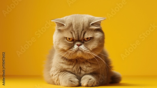 Cat isolated on yellow background