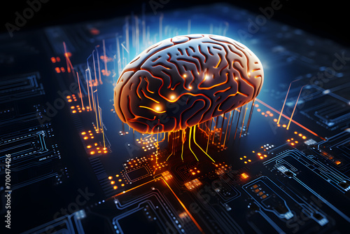 The human brain as the core of knowledge and intelligence center Microprocessor, super computer, artificial intelligence, neural network, Internet network