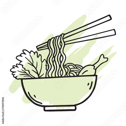 Bowl Noodle hand drawn illustration vector