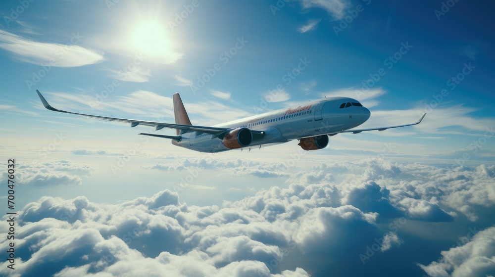 Obraz premium Plane at the sky. Generative AI.