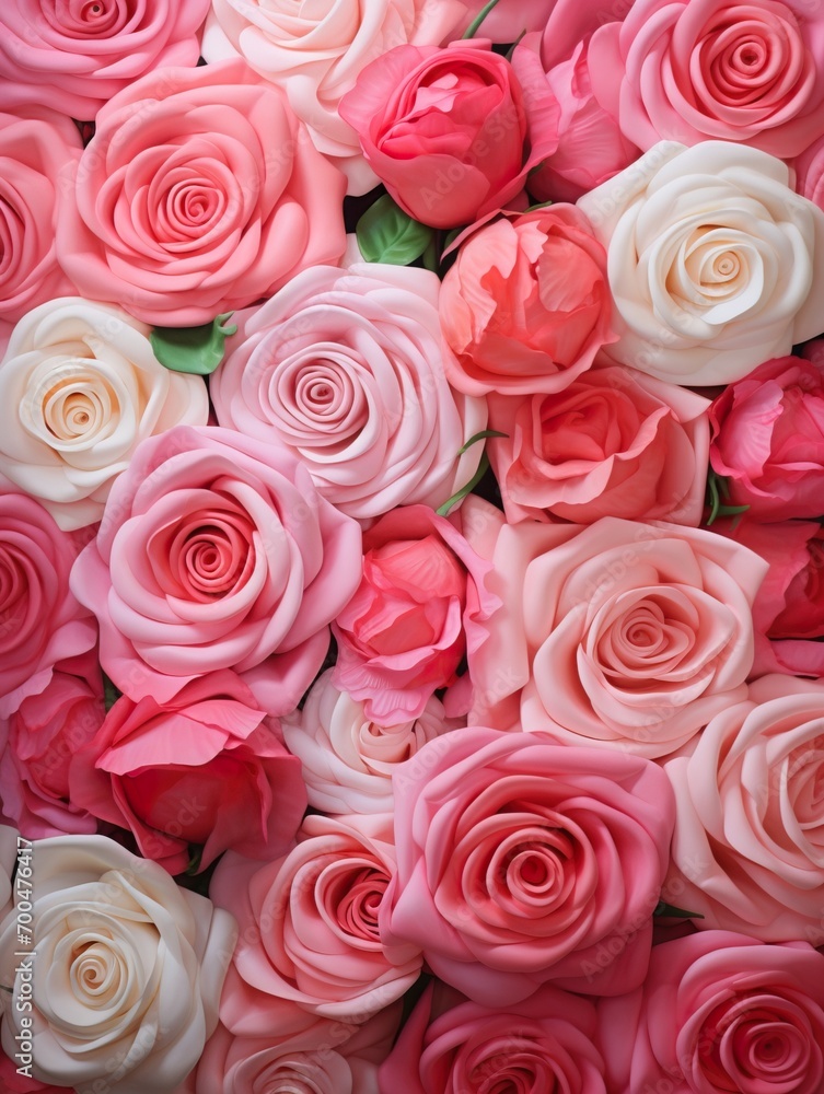Vertical top view red and pink rose love and wedding decoration Valentines day background Vertical top view red and pink rose love and wedding decoration Valentines day background
