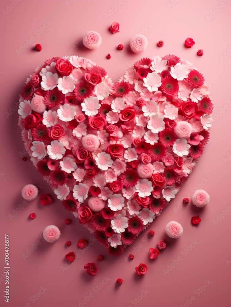 Heart shape made of flowers on.Valentines day festive background love and wedding card Heart shape made of flowers on.Valentines day festive background love and wedding card