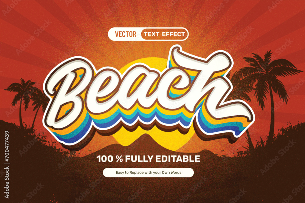 Obraz premium Retro Beach Text Effect