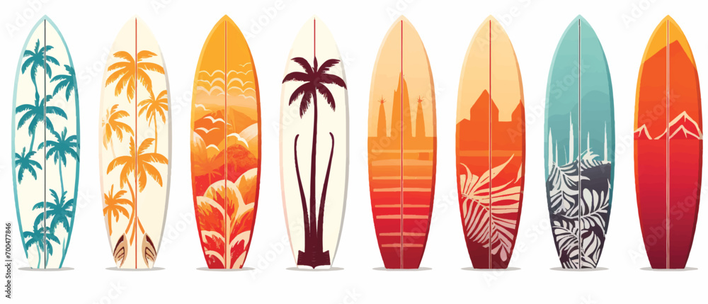 Surfboards on a white background vector illustration - obrazy, fototapety, plakaty 