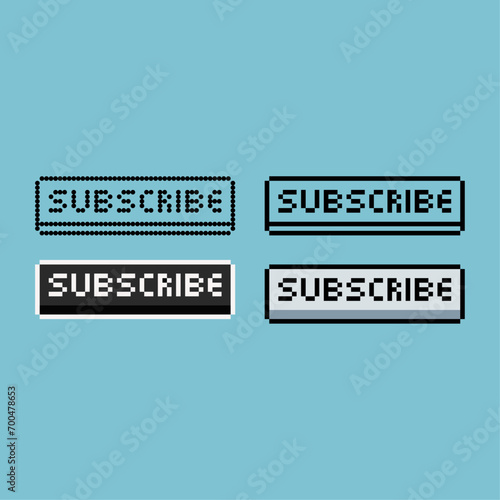 Pixel art outline sets of subscribe icon with variation color item asset. subscribe icon on pixelated style. 8bits perfect for game asset or design asset element for your game design asset