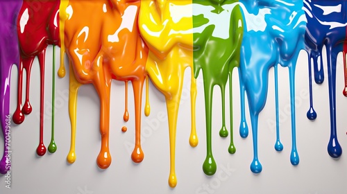 Colorful paint dripping, abstract color mix, colored background, art, ink color mix paint falling, isolated on white