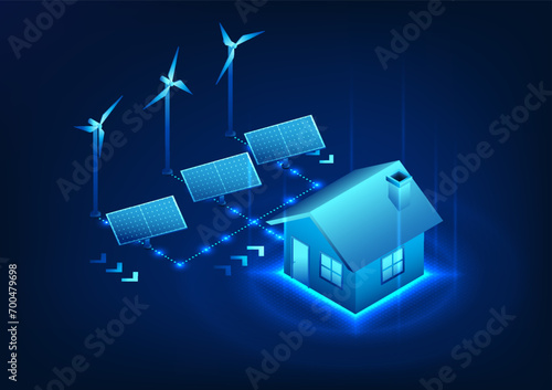 Renewable energy technology Electrical energy obtained from nature Wind energy from wind turbines Solar energy from solar cells where electricity enters homes, cities, and industrial factories