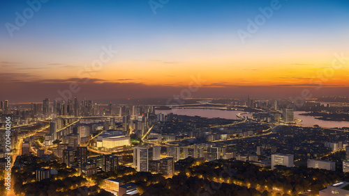 city skyline at night