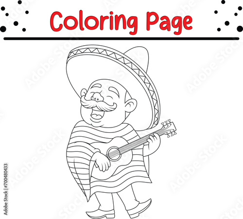 Coloring page man playing guitar singing