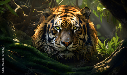 Tiger in the forest  nature habitats of forest