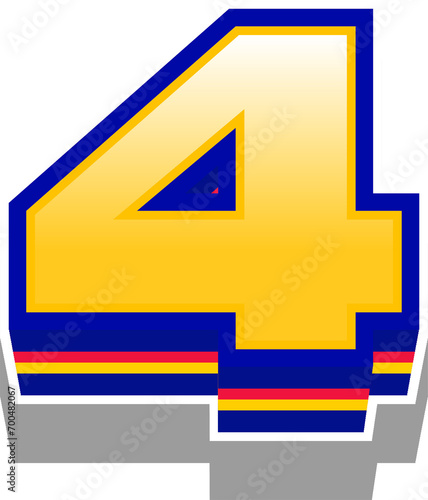 Yellow Light Layered Alphabet Number 4