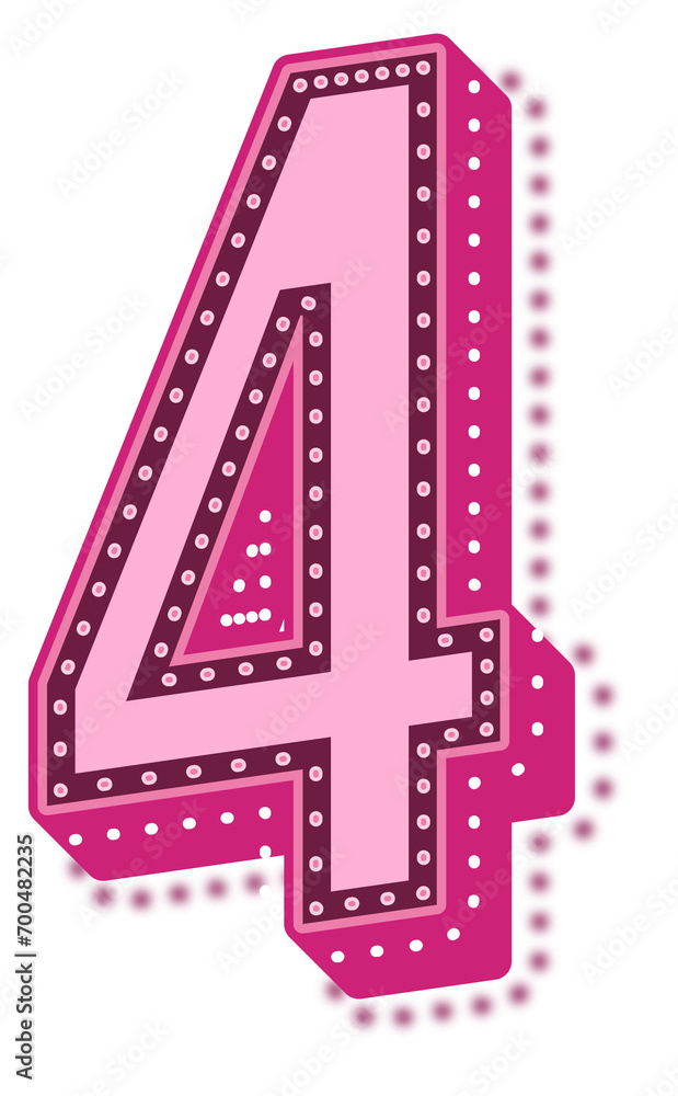 Valentine Pink Dotted Alphabet Number 4 Valentine Pink Dotted Alphabet Number 4