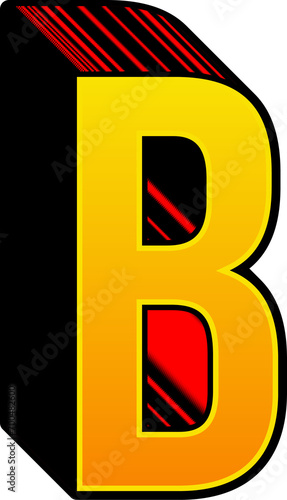 3D Yellow Red Stripped Alphabet Letter B