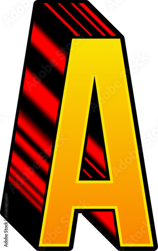 3D Yellow Red Stripped Alphabet Letter A