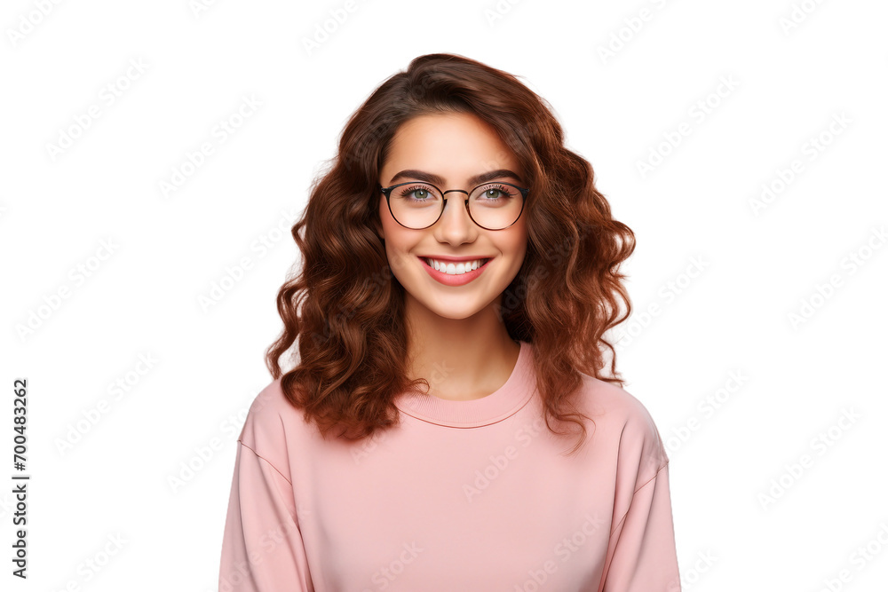 Singular Office Image Woman with File isolated on transparent background
