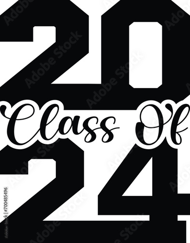 Lettering Senior Class of 2024 for greeting, invitation card. Text for graduation design, congratulation event, T-shirt, party, high school or college graduate. Illustration 