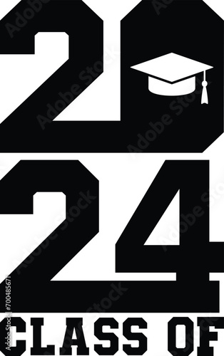 Lettering Senior Class of 2024 for greeting, invitation card. Text for graduation design, congratulation event, T-shirt, party, high school or college graduate. Illustration 