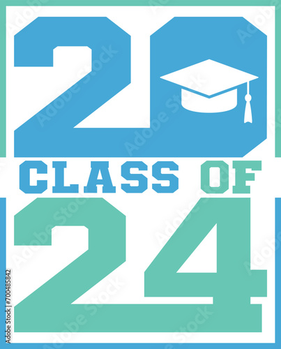 Lettering Senior Class of 2024 for greeting, invitation card. Text for graduation design, congratulation event, T-shirt, party, high school or college graduate. Illustration 