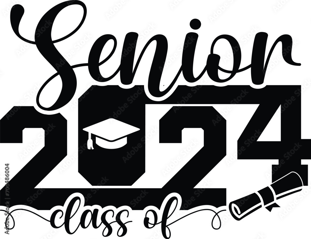 Lettering Senior Class of 2024 for greeting, invitation card. Text for ...