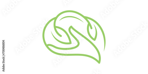logo design combination of brain shape with plants or leaves, icon, vector, symbol.