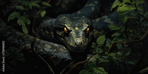 Detail to mysterious snake head in the nature  animal concept