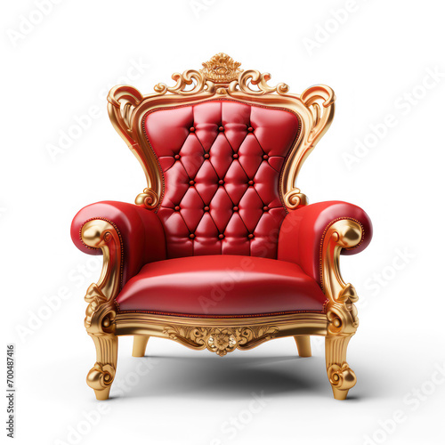 gold and red armchair on isolate transparency background, PNG