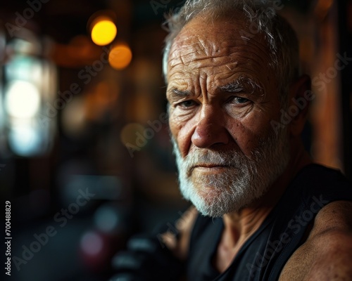 Strong grandpa in the fitness center, happy active seniors images