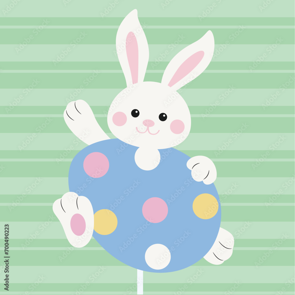 Vector illustration of cute, easter bunny with eggs. Vector illustration of cute, easter bunny with eggs.