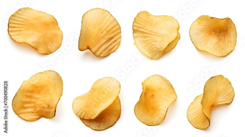 Natural potato chips isolated on transparent or white background  photo