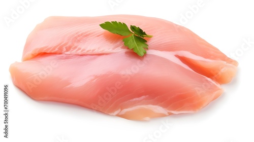 Raw chicken breast, fillet, isolated on white background, clipping path, full depth of field