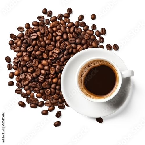 coffee beans in a cup on isolate transparency background, PNG